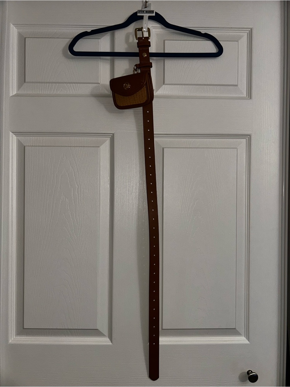 Steve Madden Brown Leather Belt with Detachable Coin Pouch - Home Accents
